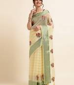 Yellow Embellished::Embroidered Organza Bollywood Saree With Blouse