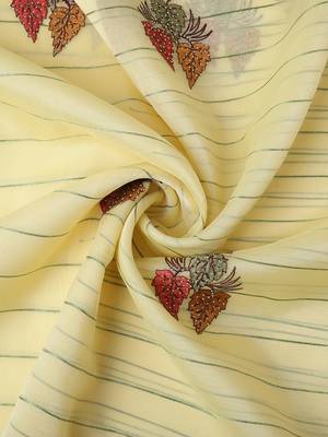 Yellow Embellished::Embroidered Organza Bollywood Saree With Blouse 9