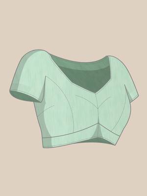 Mint Green Embellished::Embroidered Organza Bollywood Saree With Blouse 8