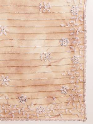 Brown Embellished::Embroidered Organza Bollywood Saree With Blouse 7
