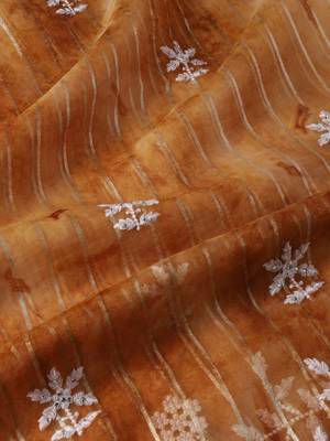 Brown Embellished::Embroidered Organza Bollywood Saree With Blouse 8