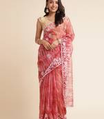 Maroon Embellished::Embroidered Organza Bollywood Saree With Blouse