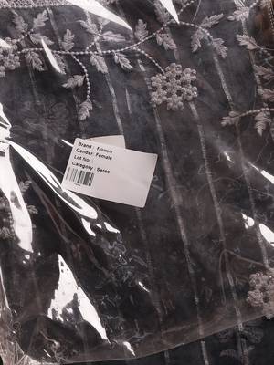 Grey Embellished::Embroidered Organza Bollywood Saree With Blouse 10