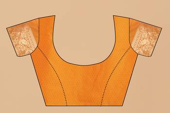 Womens Orange Faux Banarasi Silk Woven Saree With Unstitched Blouse 5
