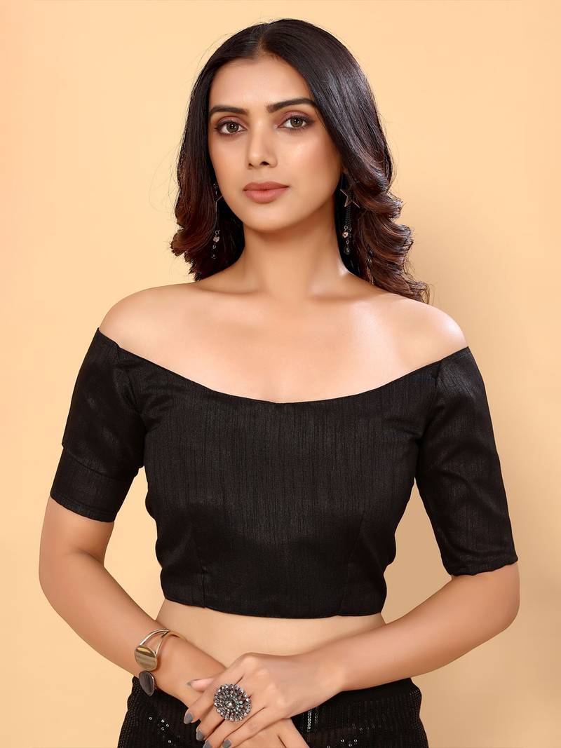 Black Color Sequins Embroidered Bollywood Georgette Saree With Blouse