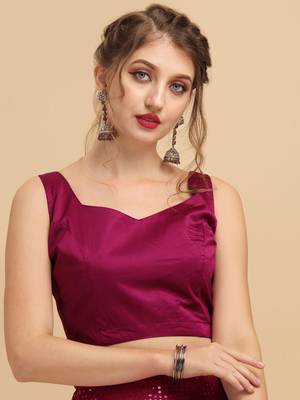 Magenta Color Sequins Embroidered Bollywood Georgette Saree With Blouse 5