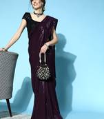 Magenta Color Sequins Embroidered Bollywood Georgette Saree With Blouse