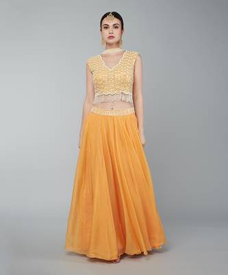 Orange Embellished Lehenga Set 1