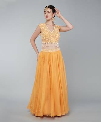 Orange Embellished Lehenga Set 2