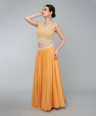 Orange Embellished Lehenga Set 3