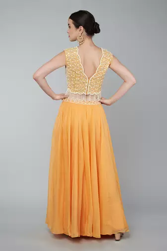 Orange Embellished Lehenga Set