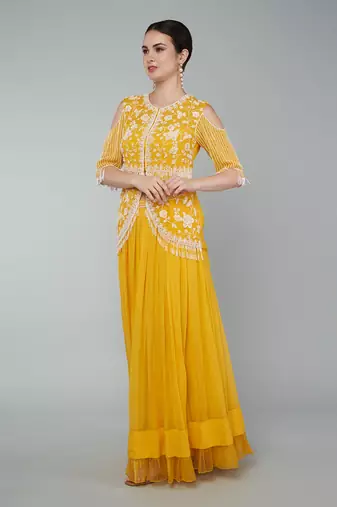 Mustard Embellished Lehenga Set