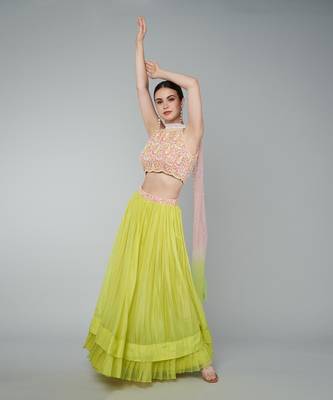 Yellow Embellished Lehenga Set 2