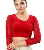SALWAR STUDIO Women's Red Solid Stretchable Saree Blouse