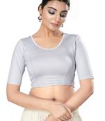 SALWAR STUDIO Women's Silver Solid Stretchable Saree Blouse