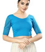 SALWAR STUDIO Women's Blue Solid Stretchable Saree Blouse