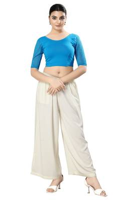 SALWAR STUDIO Women's Blue Solid Stretchable Saree Blouse 5