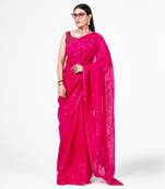 Hot pink embroidered jal saree
