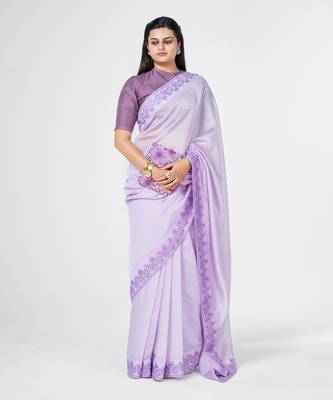 Lavender dori  embroidered saree 1