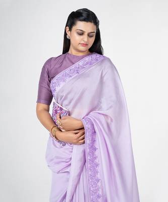 Lavender dori  embroidered saree 2