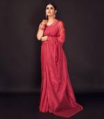 Magenta zari lining chaderi silk  saree