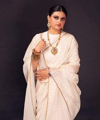 White checks chanderi silk saree 3