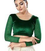 SALWAR STUDIO Women's Green Solid Stretchable Saree Blouse