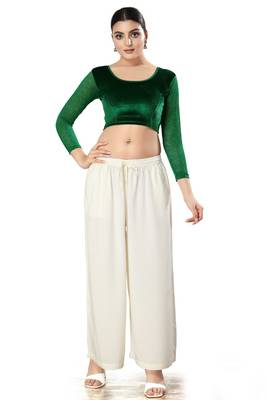 SALWAR STUDIO Women's Green Solid Stretchable Saree Blouse 5
