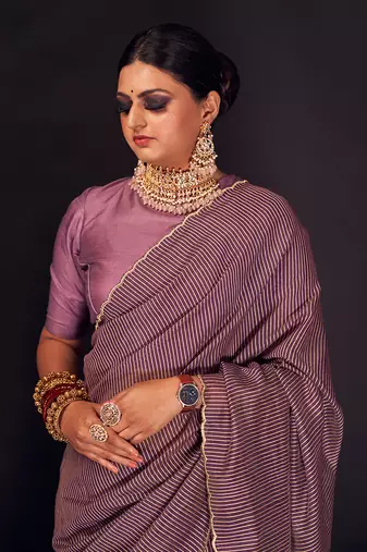 Heather chanderi silk saree
