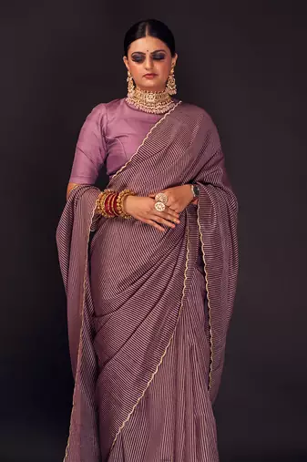 Heather chanderi silk saree
