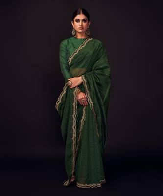 Green chanderi silk  saree 1