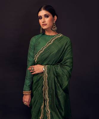 Green chanderi silk  saree 2