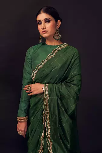 Green chanderi silk  saree