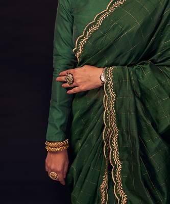 Green chanderi silk  saree 3