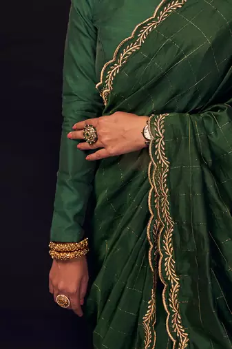 Green chanderi silk  saree