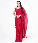 Magenta multi-lininh weaving saree