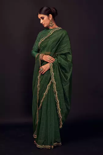 Green chanderi silk  saree