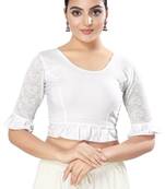 SALWAR STUDIO Women's Silver Solid Stretchable Saree Blouse