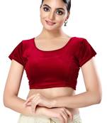 SALWAR STUDIO Women's Maroon Solid Stretchable Saree Blouse