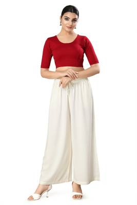 SALWAR STUDIO Women's Maroon Solid Stretchable Saree Blouse 5