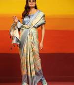 Silk Land  Grey  Woven Design Art Silk Saree 
