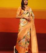 Silk Land  Multicolored  Woven Design Art Silk Saree 