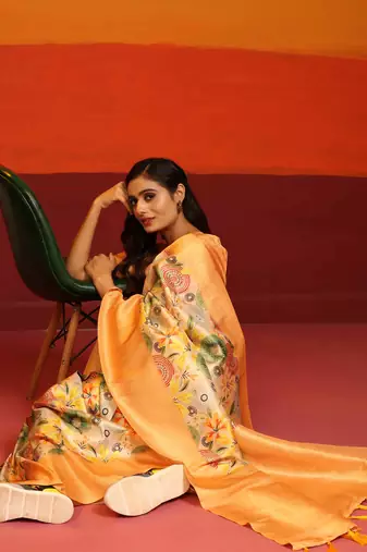 Silk Land  Multicolored  Woven Design Art Silk Saree 