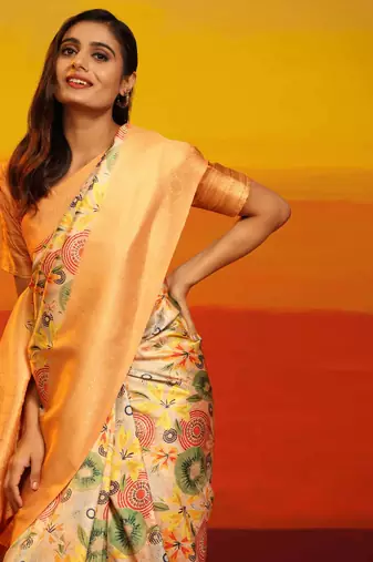 Silk Land  Multicolored  Woven Design Art Silk Saree 