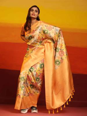 Silk Land  Multicolored  Woven Design Art Silk Saree  5