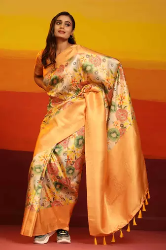 Silk Land  Multicolored  Woven Design Art Silk Saree 