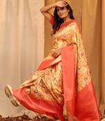 Silk Land  Red  Woven Design Art Silk Saree 