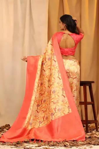 Silk Land  Red  Woven Design Art Silk Saree 
