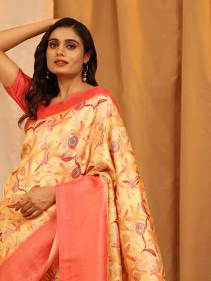 Silk Land  Red  Woven Design Art Silk Saree  4