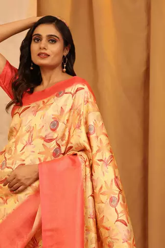 Silk Land  Red  Woven Design Art Silk Saree 